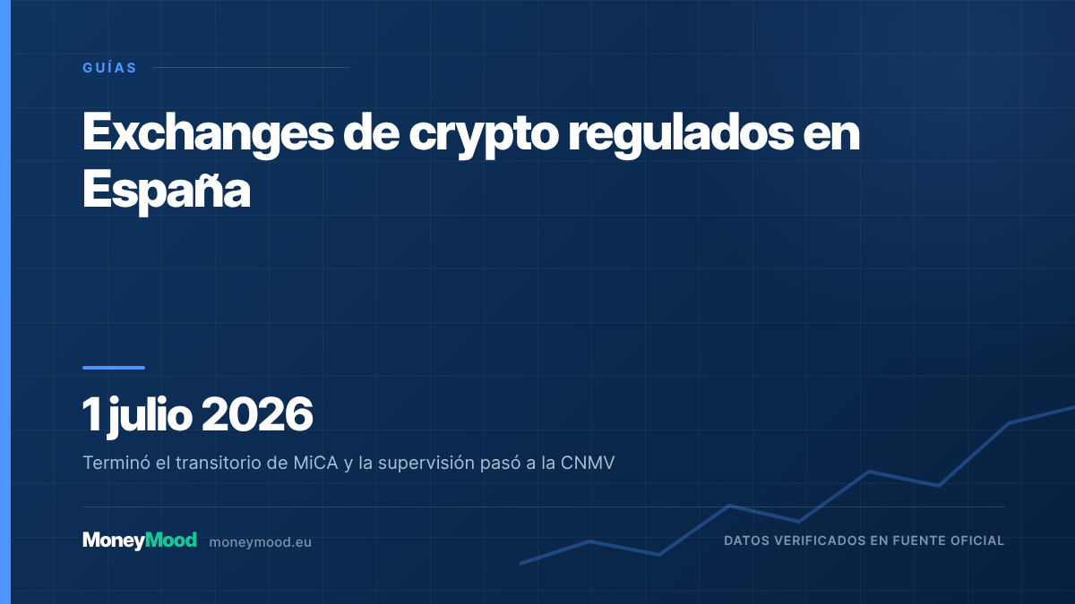 Exchanges de crypto regulados en España — 1 julio 2026. Terminó el transitorio de MiCA y la supervisión pasó a la CNMV